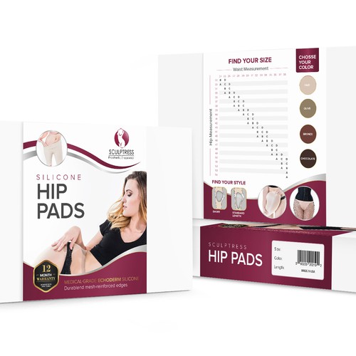 Sophisticated packaging with the title 'HIP PADS'