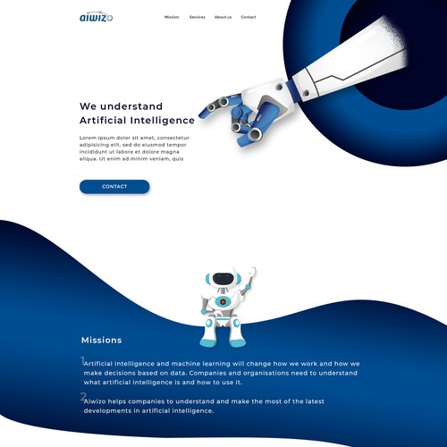 Artificial intelligence website with the title 'Website concept for an AI company'