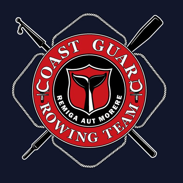Blue boat logo with the title 'Logo for US coast guard rowing team'