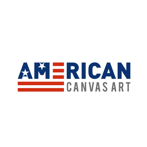 American flag logo with the title 'A Patriotic Themed Logo for Wall Art Site'