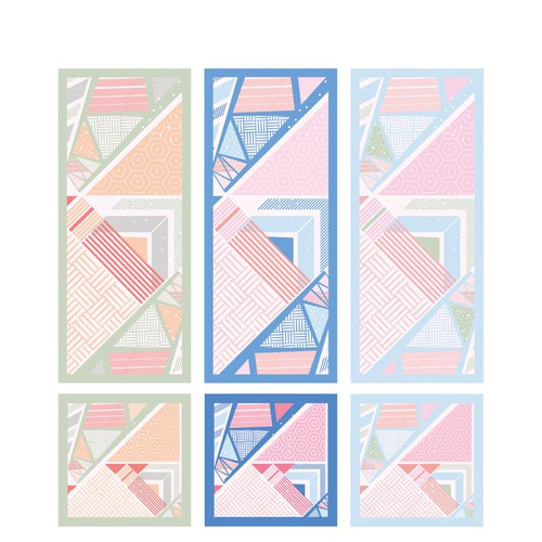 Hijab design with the title 'Abstract Geometric Scarf Pattern'