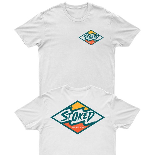 Surfing t-shirt with the title 'STOKED Surf Co'