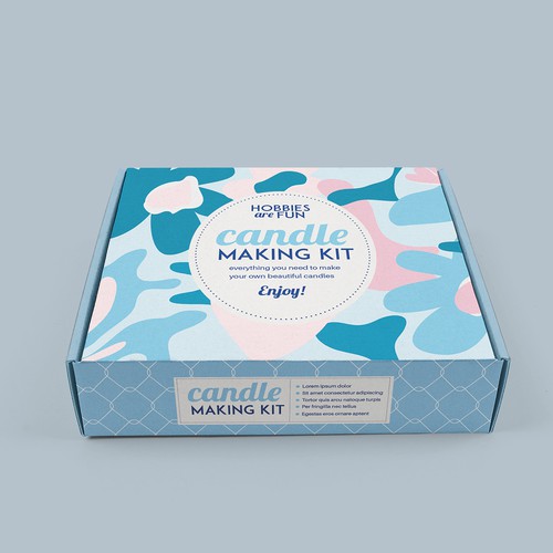 Candle packaging with the title 'modern box  candle making kit '