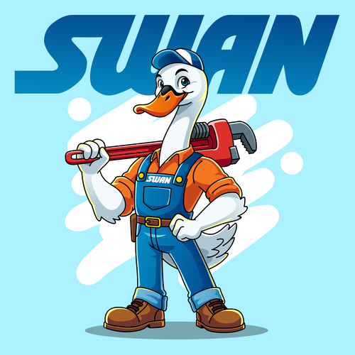 Design with the title 'Swan Mascot Character'