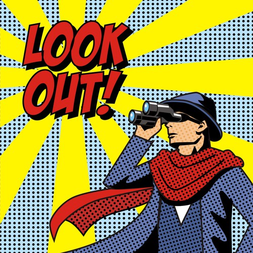 Pop art design with the title 'LOOK OUT ! Illustration'