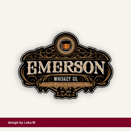 Glass logo with the title 'Emerson'