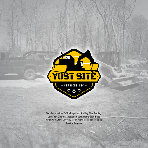 Machine brand with the title 'Heavy Machine Landscaping Logo'