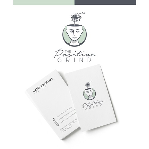 Dandelion design with the title 'The Positive Grind'