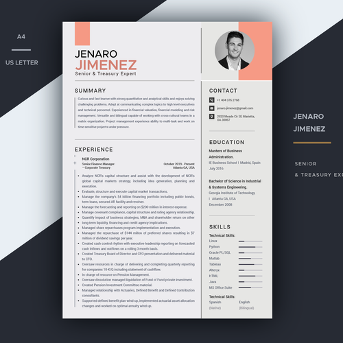 CV design with the title 'CV - Resume'