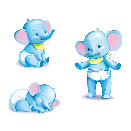 Elephant design with the title 'Cute elephant character '