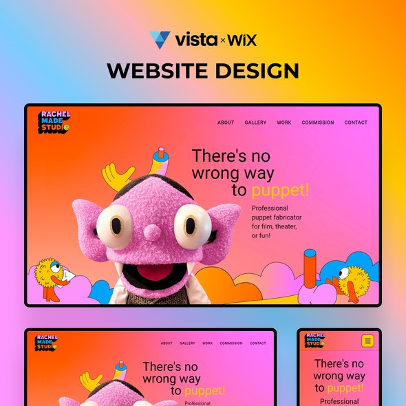 Creative website with the title 'WIX website design for Rachel Made Studio'