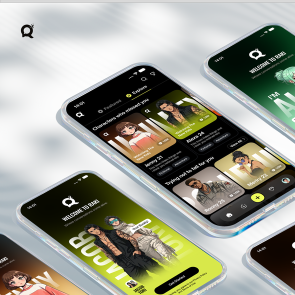 Sketch design with the title 'Ai Chat app design Ui'