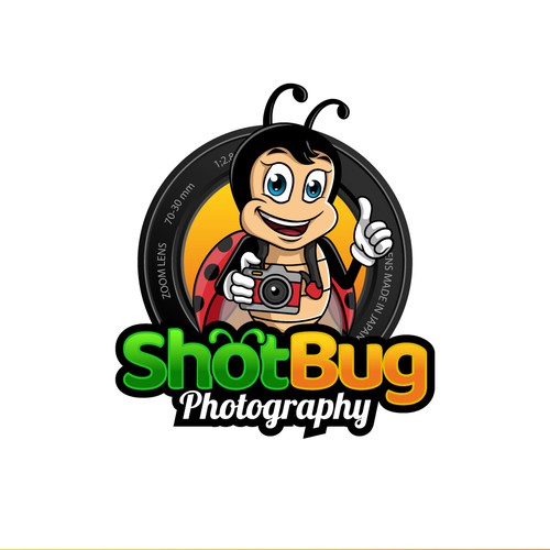 Bug logo with the title 'mascot logo for shot bug photography'