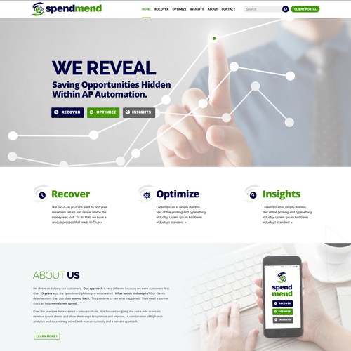Responsive design with the title 'simple clean and modern design for the website that will launch our new branding, messaging and direction.'