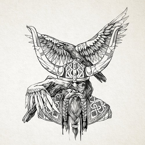 Crow design with the title 'Odin Tattoo'