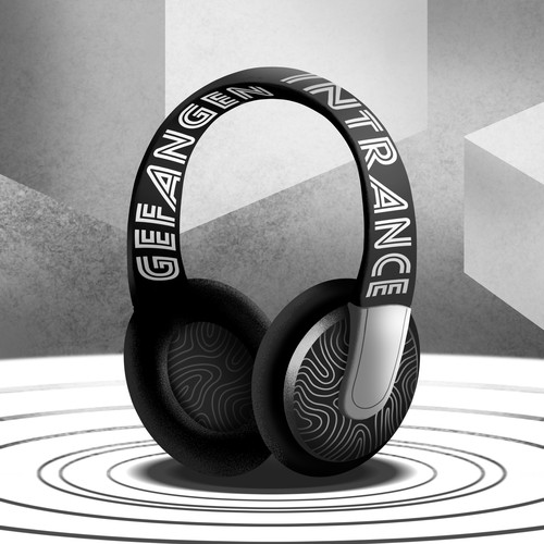 Grayscale design with the title 'Gefangen Intrance'