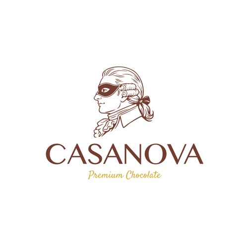 Historical design with the title 'Logo concept for a international chocolate brand called "Casanova"'