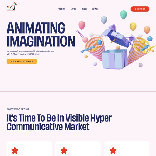 3-dimensional design with the title 'Trendy SquareSpace website for video production studio'