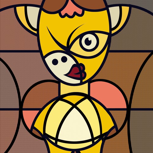 Geometric artwork with the title 'illustration Creativity meets possibility'