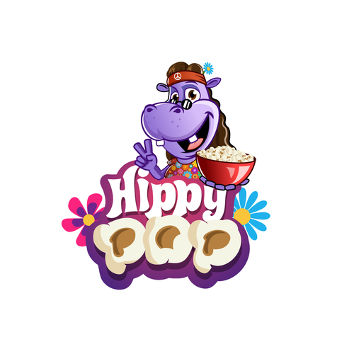 Hippie design with the title 'Logo for hippie popcorn'