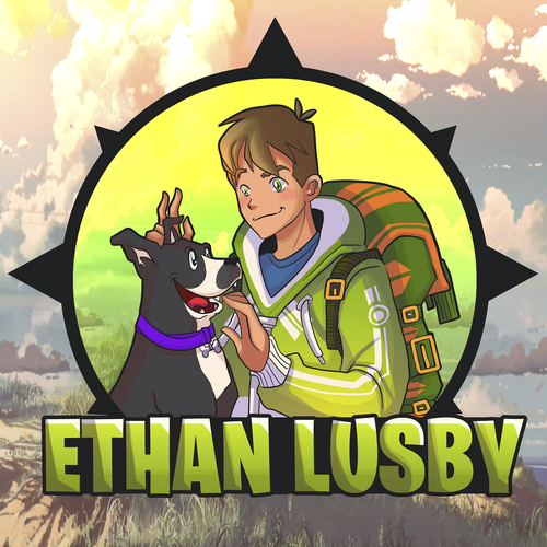 Streaming design with the title 'Ethan Lusby - Youtuber logo'