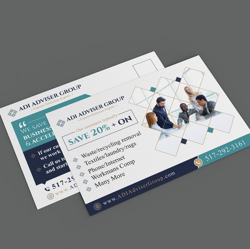 Recycling design with the title 'Adi Adviser Group Postcard'