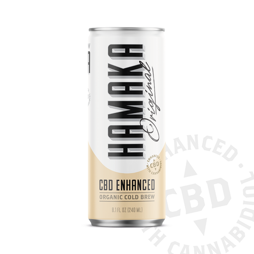 Can label with the title 'CBD caffeine drink'