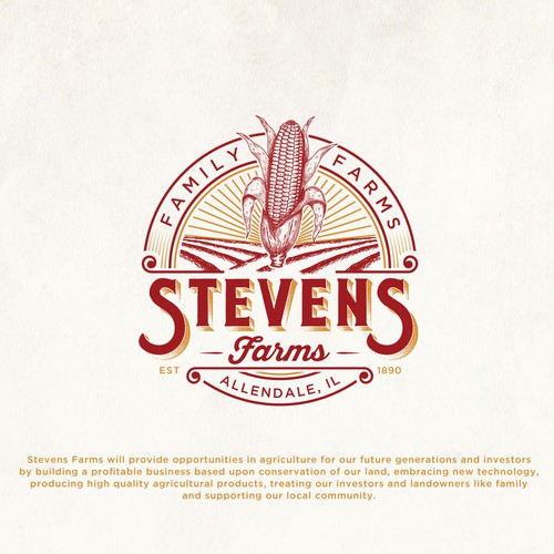 Family farm logo with the title 'Stevens Farms'