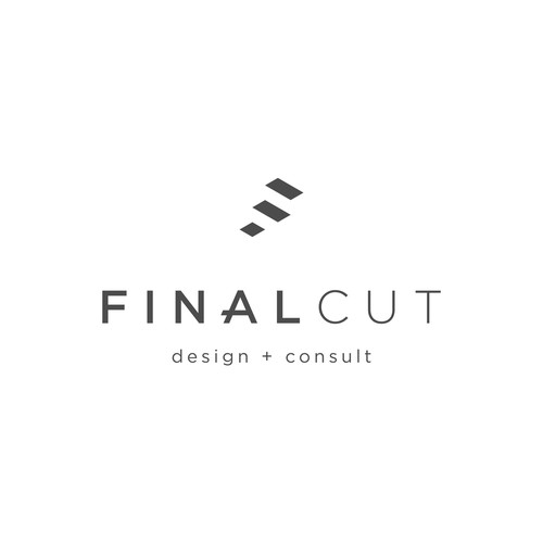 Gray and pink logo with the title 'Geometric logo for a staircases company'