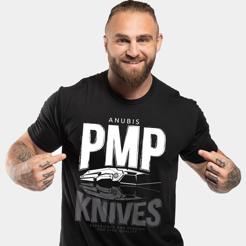 Industrial t-shirt with the title 'PMP Knives'