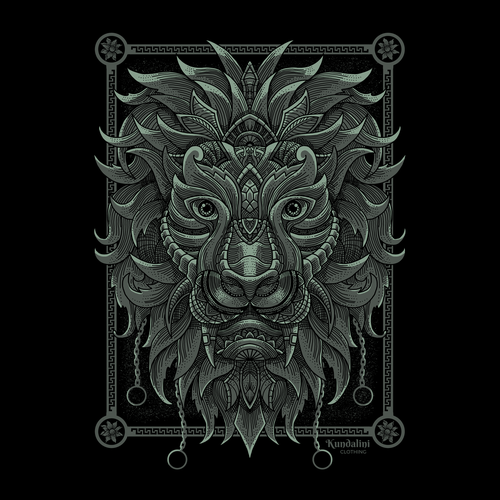 Detailed design with the title 'Mystical Lion'
