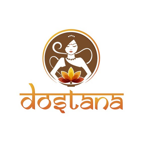 Dish logo with the title 'Dostana Indian Food Logo Design'
