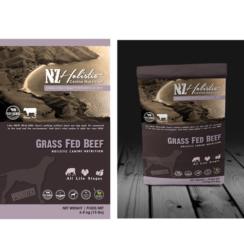 Dog food packaging with the title 'Dog food bag'