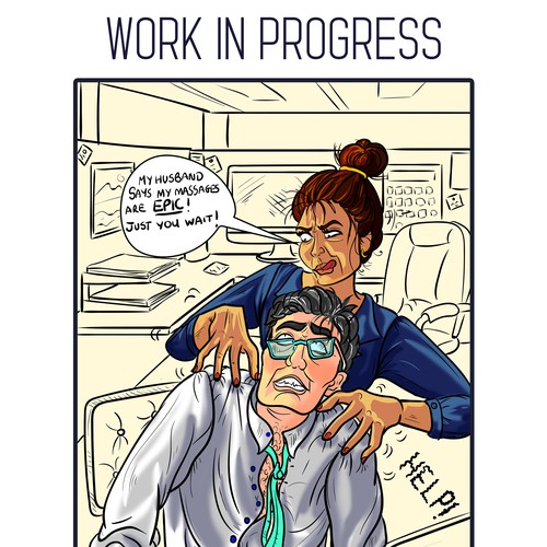 Cartoonish artwork with the title 'sample comic illustration'