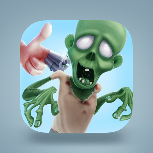 Finger design with the title 'The highly rated GUNFINGER game App Icon design'