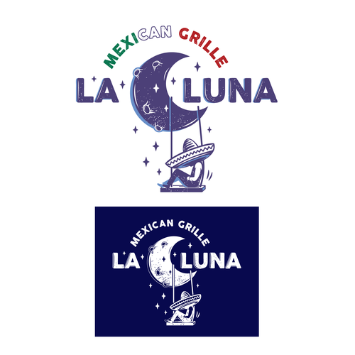 Purple and gray design with the title 'LA LUNA a unique and timeless Logo'