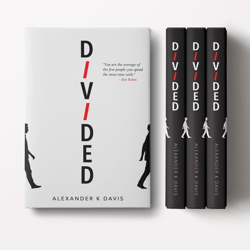 Black and white book cover with the title 'Divided'