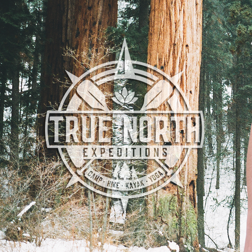 Kayak design with the title 'true north expeditions'