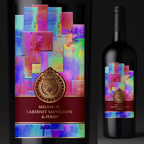 Red wine label with the title 'Wine label design'