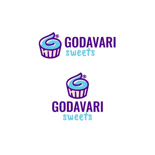 Cupcake logo with the title 'playful logo concept for desserts store'