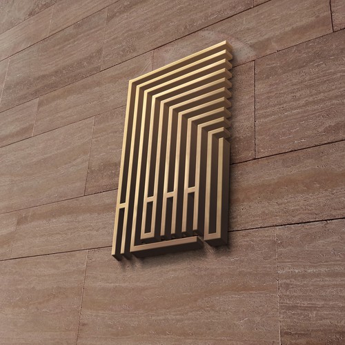 Linear logo with the title 'Geometric logo for an Arab architect company'