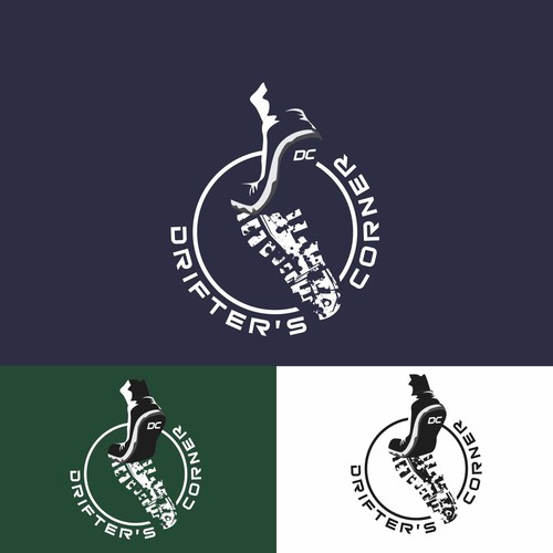 Footprint design with the title 'drifter's corner'