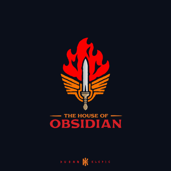 Flaming logo with the title 'The House Of Obsidian'
