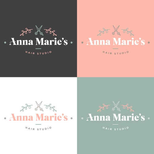 Serif logo with the title 'Anna Marie's Hair Studio Logo'