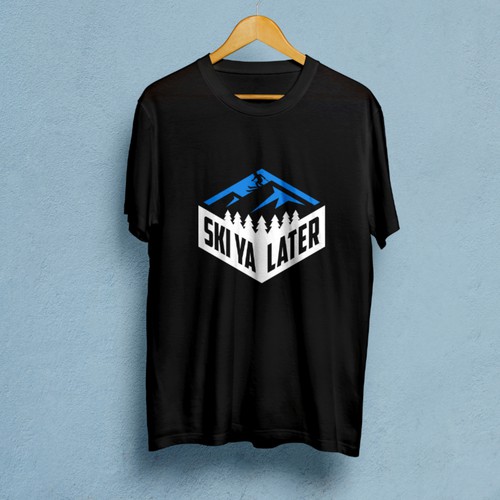 Blue t-shirt with the title 'SKI YA LATER'
