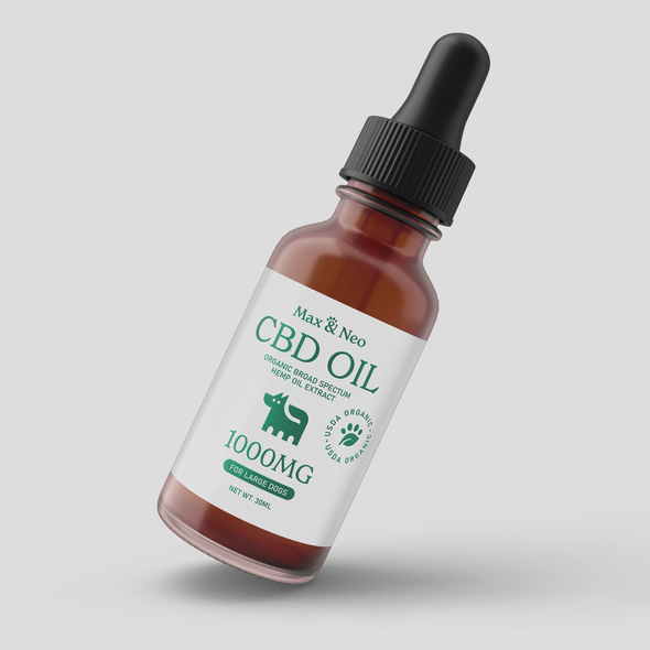 Medicine packaging with the title 'CBD oil for dogs'