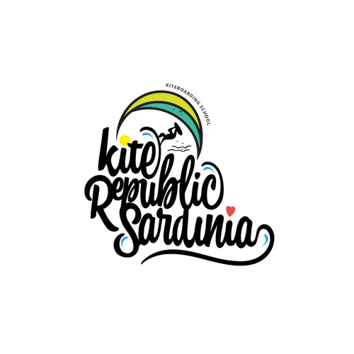 Summer logo with the title 'Typographic logo for kitesurfing school.'