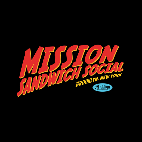 Neon design with the title 'Mission Sandwich Social'