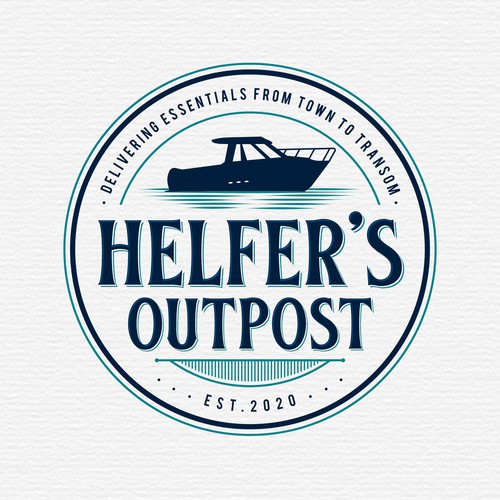 Boat logo with the title 'Helfer's Outpost'