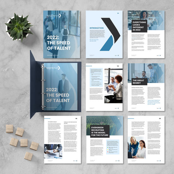 Company profile design with the title 'Digital booklet for xpgrecruit'